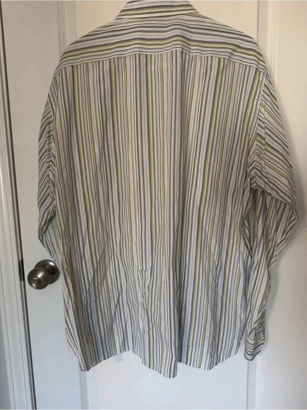 J. Crew Men's Multi-Stripe Button-Down Shirt in White, Light Blue & Light Green